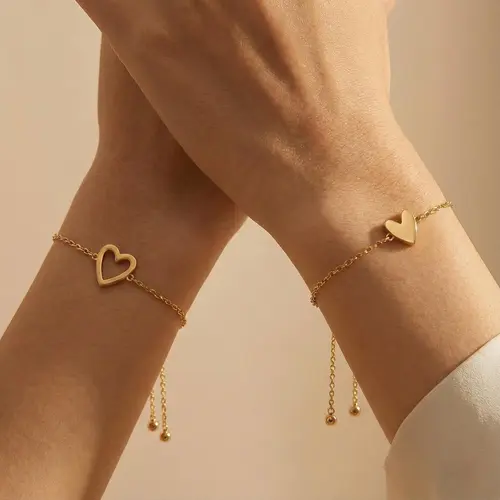 modmints Bracelet Set for Women, Adjustable Stackable Heart Bangles, Mother-Daughter Jewelry Accessories, Customizable Romantic Gifts, Romantic Bracelet Set, Womens Gifts, Custom Color Mix, Mama‑Daughter Bond