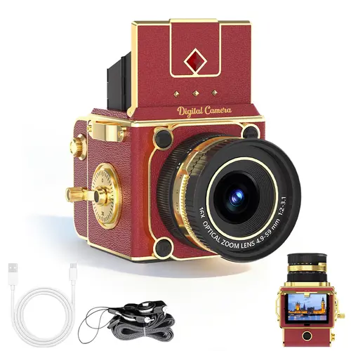 T-JERZENS Retro Portable Vintage Point & Shoot Vlogging Camera with Digital Zoom, Memory & Micro SD Support, AVI Format, Compact Travel Gift for Teens summerwins