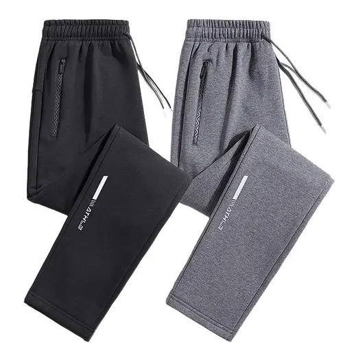 Men's 2 Piece Sets Thin Fabric Joggers Men's Pants - Casual Athleisure Cotton Autumn Bottoms with Elastic Waistband, for Daily & Gym Wear