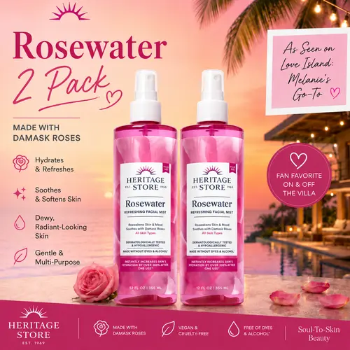 Heritage Rosewater Facial Mist 2-Pack - Hydrating Skincare Moisturizer for Daily Selfcare - 60 Days Use Supply, Hydrating Mist, Moisturizers