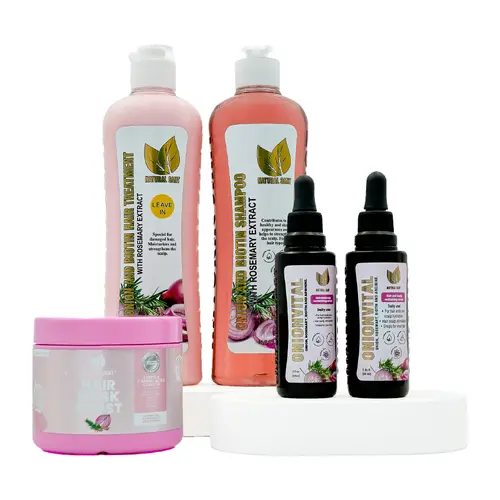 Natural Sant- Hair revitalizing Bundle, Onion Rosemary and Biotin set + Hair Boost Mask, Onionvital Hair Serum