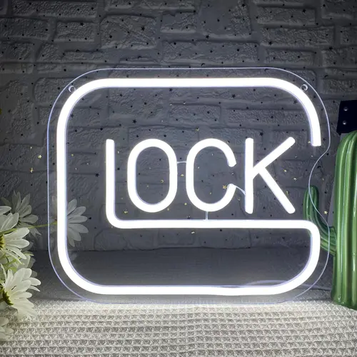 LOCK Letter LED Neon Sign, USB Powered Neon Light, Novelty Decor Neon Lamp for Man Cave Bedroom Game Room Bar, Birthday Gifts for Collectors & Fans, Lights for Wall