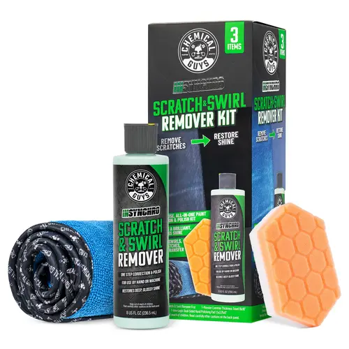 Chemical Guys Insynchro Scratch & Swirl Remover Restorer Kit - Hex Logic Dual-Sided Hand Pad Included, Light Scratches Corrector, Hand-Applied for Easy DIY Care, Wax/Coat Prep, Car Paint Care Auto Detailing Accessory