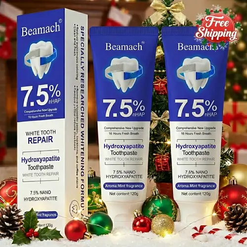 Beamach Fluoride-Free 7.5% Nano Hydroxyapatite Toothpaste (2PCS) - Bioactive Hydroxyapatite Toothpastes for Enamel Repair, Gum Health, Teeth Whitening, Plaque Removal, Deep Clean, Anti-Cavity, Bad Breath Oral Freshening - Gentle Mint Flavor Back to School