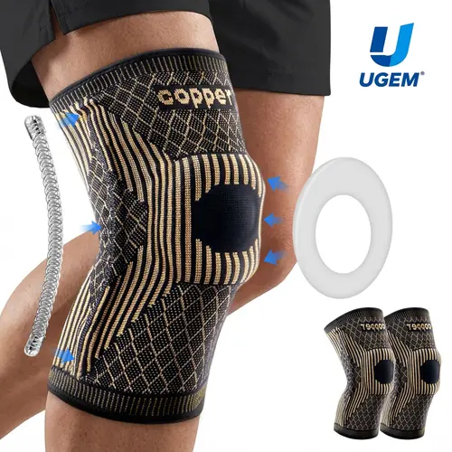 2026 NEW Copper Knee Braces for Knee Pain (2 Pack), UGEM Compression Knee Sleeves with Patella Gel Pad & Side Stabilizers, Workout Sports Knee Support for Men & Women, Meniscus Tear, ACL & Arthritis Relief Knee Band Patellabands
