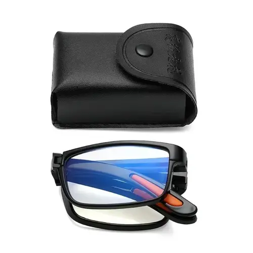 2026 New Unisex Full-Rim Foldable Anti-Blue Light Presbyopia Reading Glasses with Pocket Case, Unisex Fit Ease, for Outdoor Sports, TikTokShop Black Friday Christmas Deal