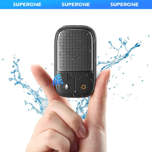 SUPERONE 2026 Upgrade Portable Durable Bluetooth Stereo Speaker - Wearable Clip-on, IPX7 Waterproof, Compact Rechargeable, Cable-Free, Voice Assistant Compatible, Built-in Mic, USB Type-C, Mobile Smartphone-Friendly