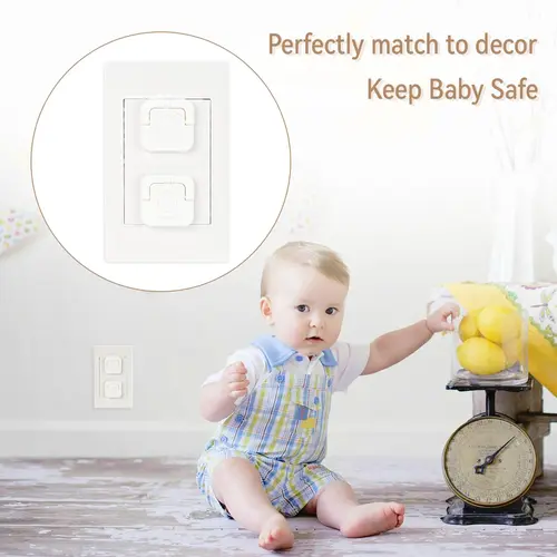 Baby Proof Outlet Covers 30 Pack with Hidden Pull Handle for Toddlers Safety ABS Plastic White Opaque Design Childproofing Protection