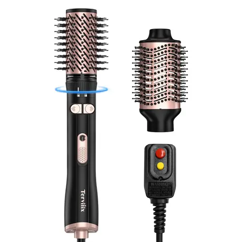 Terviiix 2-in-1 Hot Air Brush Set, Rotating Blow Dryer Brush with 2'' Rotatable Round Brush Head and 3'' Oval Hair Volumizer (Non-Rotating)