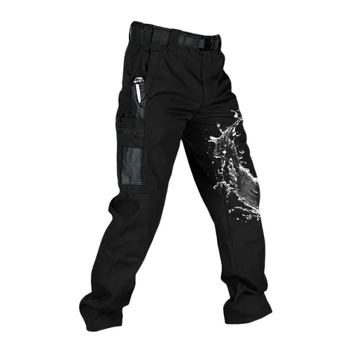 HOMUG Men's Solid Color Tactical Cargo Pants, 230g fabric, multi-pocket design, zipper closure, durable outdoor training pants, available in multiple colors, suitable for fishing, outdoor activities, work, hiking and camping.