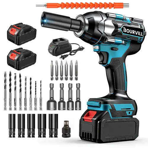 【DealsForYouDays】750N.m  Cordless impact Electric Wrenches, All-Metal Electric Wrenches with 2 * 3.0Mah, 3-IN-1 Electric impact Wrench with 5 Sleeves, High Torque 1/2 Electric Wrenches（Not suitable for modified cars）