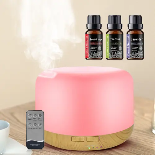 Pniaw 500ml Essential Oil Diffuser - Herbal Aromatizer, Auto-Off Humidifier with Remote Control, BPA-Free for Aromatherapy Home Use | Humidifier Room Appliances, Household Items, Room Decor, Cool Gadgets