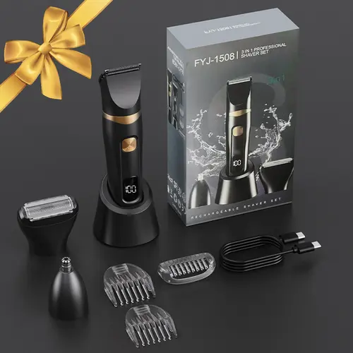 Men's 3-in-1 Multifunctional Hair Trimmer, Beard Eyebrow Nose Hair Clipper, Rechargeable Cordless Hair Trimmer, Men's Grooming & Shaving Tool, Wireless Trimmer, Rechargeable Cordless Trimmers, Festival Gift for Fathers and Boyfriends