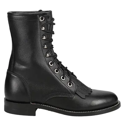 Justin Boots Womens Black Kiddie Round Toe Lace Up Casual Boots Ankle - Black
