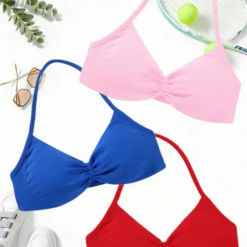Women's Solid Color   Yoga Sports Bra, Breathable Comfortable, Ladies Sportswear for Indoor Outdoor Wear, Ruched Sports Bra, Workout Bras