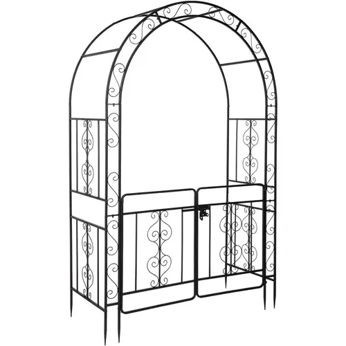 Ubesgoo Heavy-Duty Iron Art Circular Archway Garden Building with Double Gate, 10mm & 0.7mm Thickness Straight Pipe Trellis for Climbing Plants, Climbing Flowers & Rose Bushes, Outdoor Lawn Backyard Decoration (with Bubble Wrap)