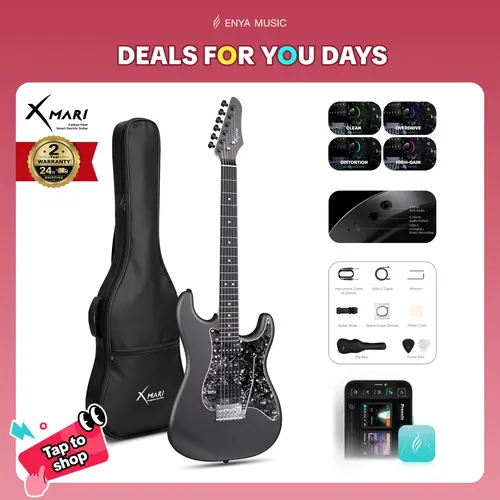 【Zero-Gear Rocker】Xmari Smart Electric Guitar with DSP Effects 4 Presets USB-C OTG Recording Headphone Output Alnico Pickups w/Coil Split Carbon Fiber Body Gig Bag Strap Cable & Picks metronome【no built-in amp】24h Shipping 2-Year Warranty DealsForYouDays