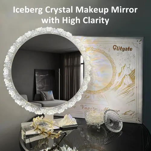 GALENTAL LED Vanity Mirror with Light, Round Bathroom Mirror With Touch Screen Control, LED Desktop Makeup Mirror, Circle Bathroom Mirrors For Over Sink,  Adjustable Brightness, 3 CCT, Round Mirrors For Decor, Bedroom, BackToSchool, Lighted Mirror, 1X Hd