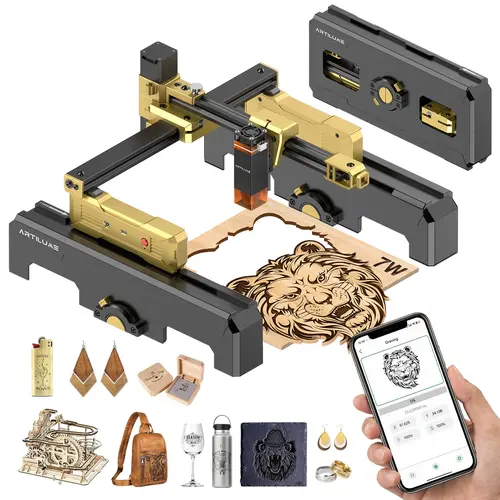 ARTILUME T1 Portable Laser Engraving Machine with APP Control, Foldable Design, No Assembly Required, 0.01mm Precision, 10000mm/min Speed, Engraves Wood, Leather, Acrylic & Metal, Custom Design Tool for Creative Projects