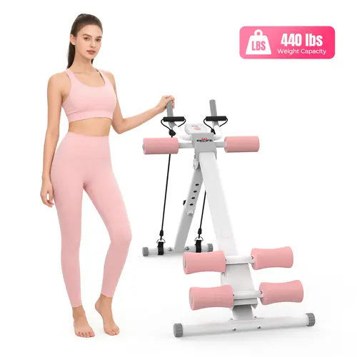 RELIFESPORTS Adjustable Sit-Up Machine - Abdominal Trainer, Compact Abs at Home Equipment for Women, Foldable with LCD Display, 5-Level Height, 440LBS Capacity, Home Gym, newyearnewme