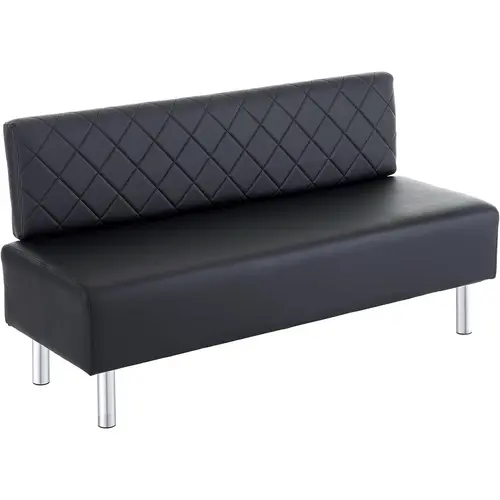 OmySalon Upholstered Waiting Room Bench - 58.6in High Back Cushioned Faux-Leather Imitation Leather Long Bench, Office Guest Reception Seating for Beauty Salon Lobby, Indoor Furniture, Imitation Leather Benches, Long Benches,dorm essentials,home decor