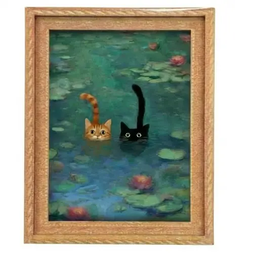Funny Cat Art Fridge Magnet - Vintage Oil Painting Style - Cute Kitchen Decor & Stocking Stuffer Idea