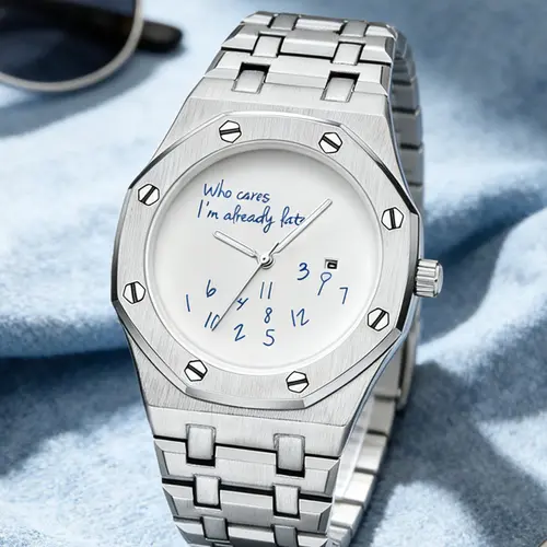 Men's Steel Band Watch, Round Dial, Graffiti-Style Numeral Pattern, Vintage Casual Fashion, Analog Quartz Movement, Quartz Wristwatches, Street-Style Trend Watch, High-End Men's Accessory, Trendy Gift, Stylish Wristwatch