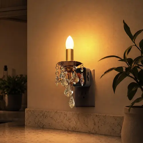 DORESSHOP Vintage Candle Night Light, Plug into Wall with Dusk to Dawn Sensor, Flameless Candle Night Light, Retro Candle Home Decor Gift,Halloween 0-100LM Dimmable for Vintage Bedroom, Living Room & Dining Room Decoration SohoChic
