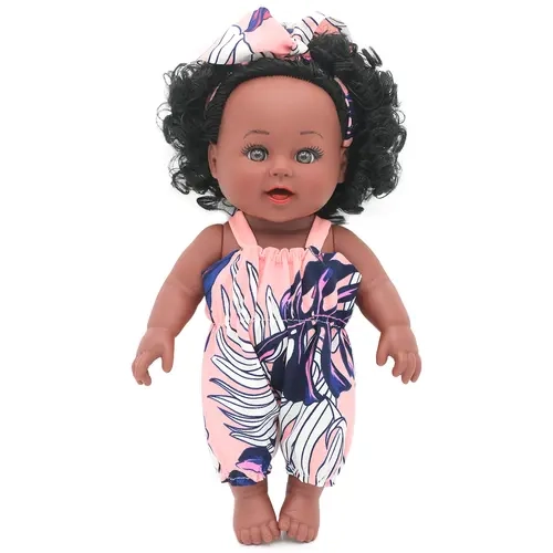 11in Black Skin Reborn Doll for Black Girls - Soft, Posable Limbs, Curly Hair, Collectible Dress Up Doll, Friendship & Confidence-Boosting Gift for Ages 3+, Birthday Present, Black Skin Doll, Dress Up Dolls,familyfun