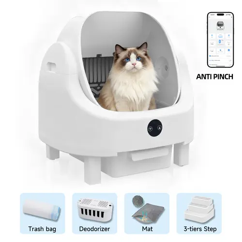 ZVRpet Automatic Cat Litter Box Self Cleaning Smart Control Triple-Layer Safety Guard Ultra-Quiet Suitable for Medium Cats and Kittens Safe Anti-Pinch Litter Box Easy 5-Minute Assembly White Black Gray Litterbox , tiktokshopspringglowu