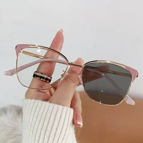 2026 New Arrival Unisex Retro Y2K Anti-Blue Light Casual Glasses Eyeglasses - Color-Changing Lightweight Metal Frame, Trendy Fashion Eyeglasses Frames for Office & Study, TikTokShop Black Friday Pick