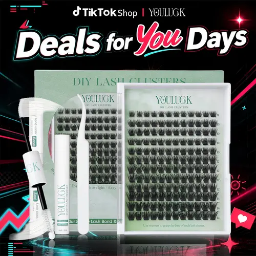 YOULUCK Short Enchantress Lashes - Soft Fluffy Long-Lasting Lashes with Glue Remover & Tweezer for Beginners Easy At-Home Application Eyelash Set, Lash Extensions, Eyelashes Extensions,back to school