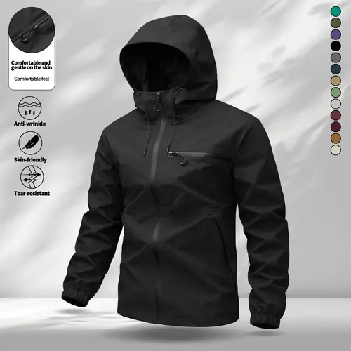 Men’s American-Style Outdoor Functional Lake Green Hooded Jacket | Lightweight Windproof Waterproof Casual Jacket, Stylish Men’s Jacket