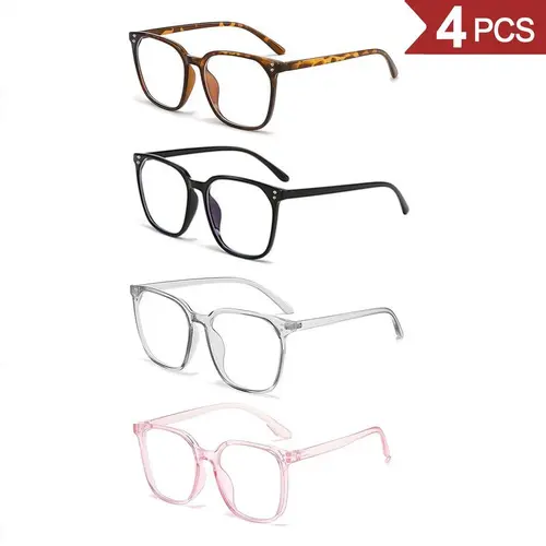 XUH Women's Fashion Eyeglasses Set, 4-Pack of Plastic Frames, Prescription-Friendly for Casual Daily Wear, Glasses For Women, Prescription-Ready, Accessories For Women