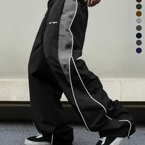 Men's wide-leg pants, street style trendy men's young fashion loose drawstring waist pants, suitable for daily wear, going out, sports leisure, school, parties, music festivals, casual occasions.Can be given as a gift to friends, boyfriend, etc.