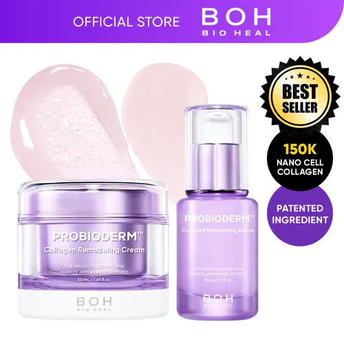BIOHEAL BOH Probioderm Collagen Remodeling Serum & Cream Bundle | Pore Tightening, Skin Repair Firming & Probiotic Collagen Gentle Daily Care I Mother’s Day Gift