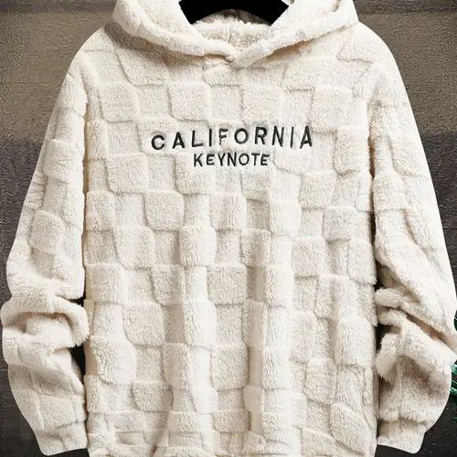 Men's California Embroidered Fleece Hoodie, Casual Long Sleeve Pullover Sweatshirt with Soft, Warm Thermal Design, Sweatshirts, Menswear, Hoodie Sweatshirt