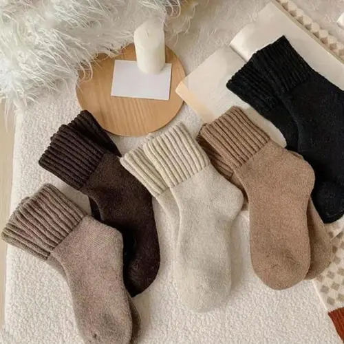 MM KA 5 Pairs Women's Solid Mid-calf Socks, Casual Soft Comfy Warm Socks for Fall & Winter, Women's Socks for Daily Wear