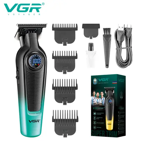 VGR 996 Professional Hair Trimmer for Men Zero-Gapped Ceramic & Titanium T-Blade Cordless Beard Trimmer with LED Display Rechargeable Barber Clippers for Hair Cutting tiktokshopbacktoschool,back to school,back to school haul