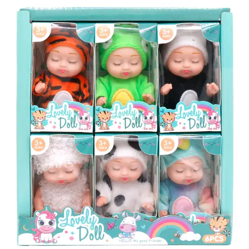6-Piece Cute Doll Collectible Playset - Bedtime Fairy Princess Soft Dolls with Pajamas, 4.3in Animal Teen Figures, Dress Up Clothing Set in Gift Box for Birthday, Easter Gifts, Bedtime Doll
