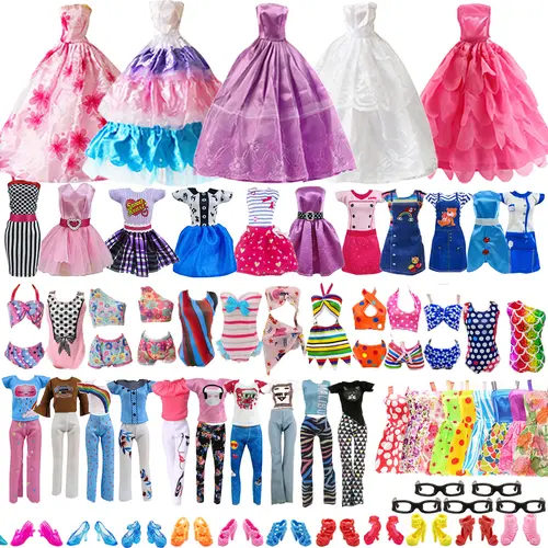 31Pack Doll Clothes Accessories 5 Fashion Dresses 3 Gowns 3 Bikini Swimsuits 5 Outfits 10 Shoes 5 Glasses for 11.5 Inch Doll Birthday Gift Role Playing