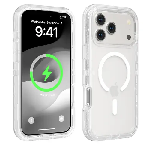 EMPTAN MagSafe Defender Case for iPhone 17 16 15 14 13 12 Pro Max, 3-Layer Hybrid Heavy Duty Shockproof Case, Compatible with MagSafe, Magnetic Transparent Drop Protection Cover