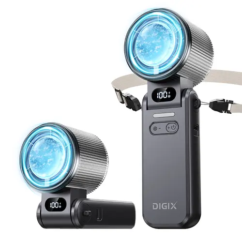 DIGIX 3-in-1 Portable Refrigeration Handheld Turbo Fan - 199 Speed Settings, 25000 RPM, 15-Hour Cooling, Digital Display, 120° Rotation, USB Charging, Cordless Fan Portable - Beat the Heat for Travel, Concerts, Indoor Use