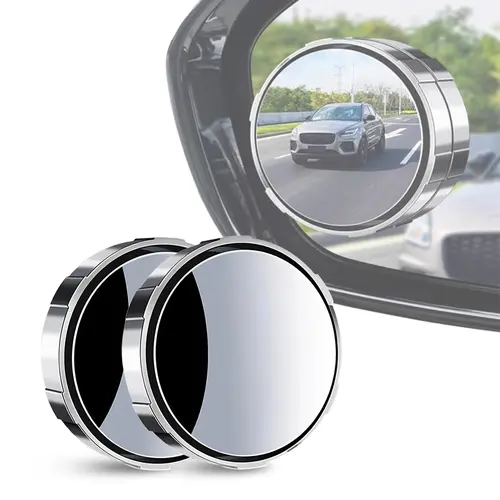 2pcs Blind Spot Mirrors, Round HD Glass Convex 360° Wide Angle Side Rear View Mirror with ABS Housing for Cars SUV and Trucks,Silver,car accessoriesback to school,back to school haul