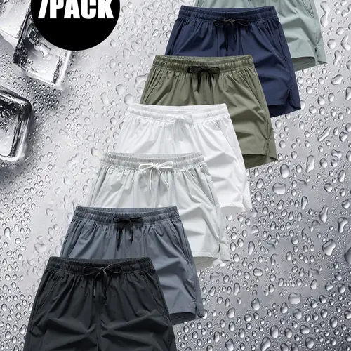 Men’s 7-Pack 3-Quarter Capri Pants - Summer Lightweight Straight-Leg Beach Sports Pants, Loose Fitted, Anti-Pilling, Durable, Machine Washable, Casual Athletic Shorts
