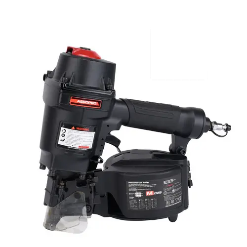AeroPro MCN55 15-Degree Pneumatic Coil Pallet Nailer - 1-in to 2-1/4-in Professional Nail Gun for roof and wall sheathing, wood crate assembly, flooring underlayment, siding installation, and fences. Building with 350-Pc Load Capacity