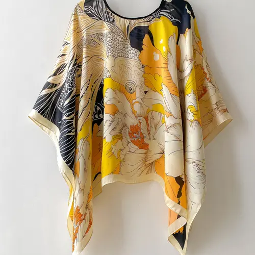 Women's Vibrant Floral Printed Hooded Scarf Shawl, Elegant Silk-Like Wrap for Daily Wear and Special Occasions
