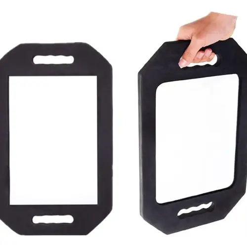 Large Rectangular Handheld Mirror with Double Handles - Lightweight ABS Glass Haircut Mirror, Foam Casing for Impact Absorption, 0 Distortion & Better Viewing Angle for Hair Salons, Hairstylists Beauty Accessory, Handheld Mirror With Handle