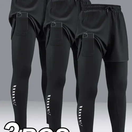 Men's High-Stretch Quick-Dry Sports Pants, Athletic Bottoms, Workout Pants, Casual Sportswear Pants, Running Fitness Trousers, Athletic Trousers, Tight-Fit Design, Phone Storage Pocket, Ideal for Fitness and Training, Athleisure Fitness Leggings