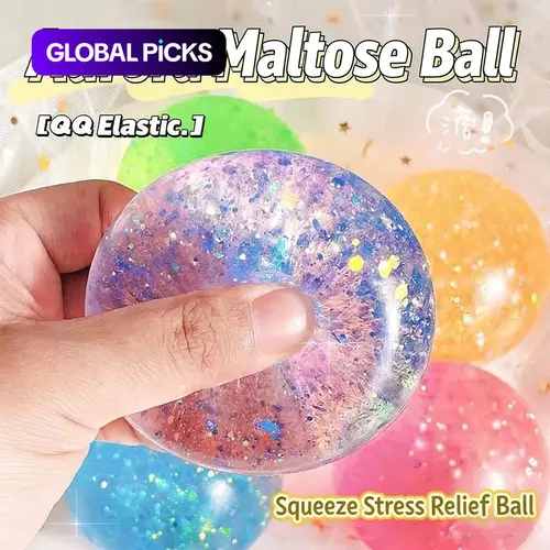 1-Piece Iridescent Soft Squishy Ball, Squishy Stressball, Sparkly Squishies, Durable TPR with Bouncy Feel, Calming Squeeze for Stress Relief During Daily Breaks, Fidget Stress Relief Toy #GLOBAL PICKS